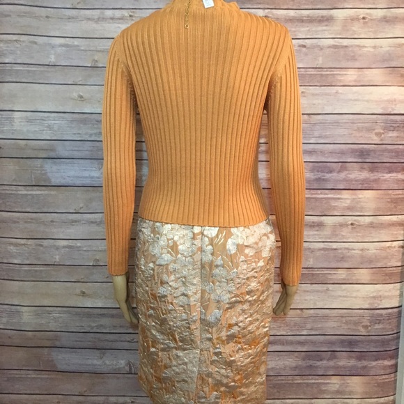 TALBOTS PENCIL SKIRT GOLD BROCADE LEAVES PENCIL SKIRT - Picture 7 of 7